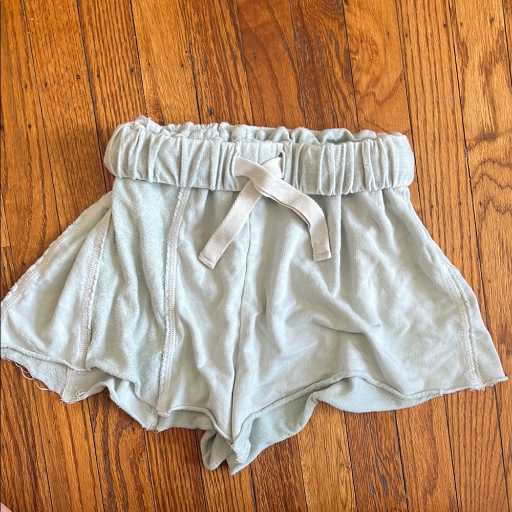 Light Grey Rolled Waistband Cotton Shorts
